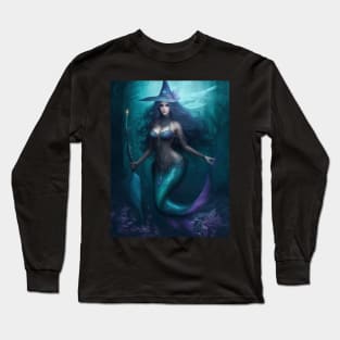 Blue Sea Wicth Mermaid Long Sleeve T-Shirt